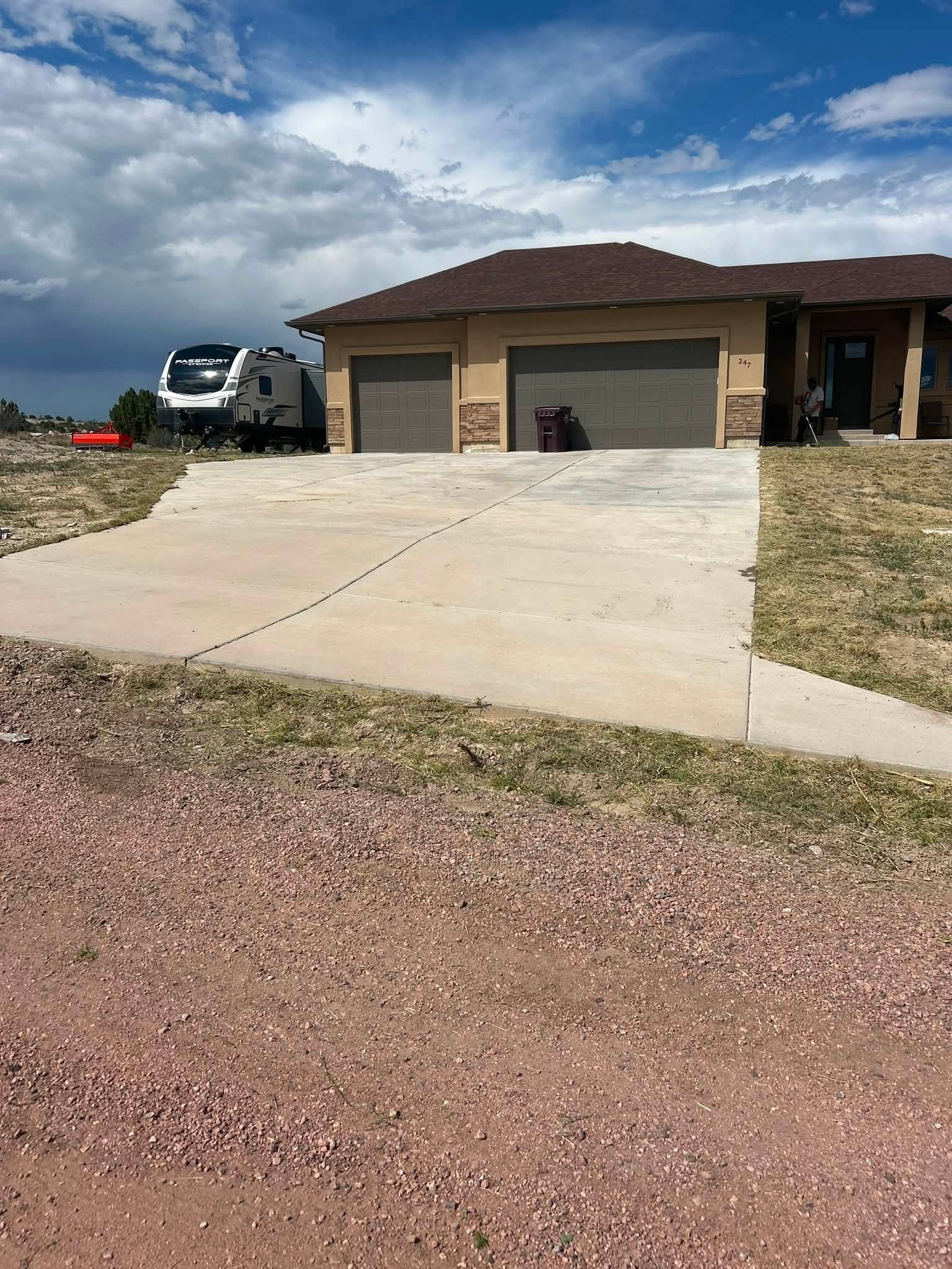 New concrete driveway and landscape prep